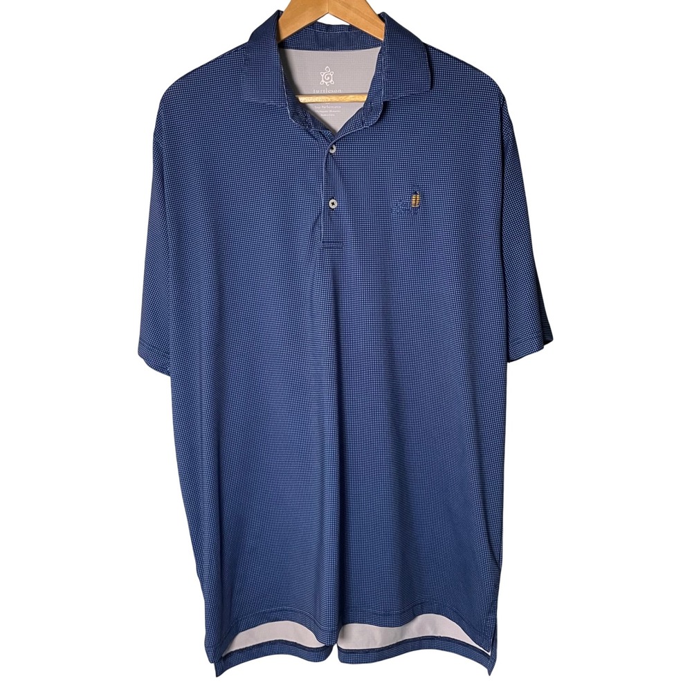 Turtleson Tour Performance Polo Shirt Large Blue Old Overton Embroidery Golf